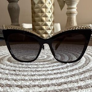 Moschino Black and Gold Cat-Eye Sunglasses